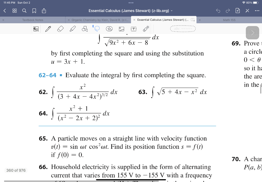 Solved ∫9x2+6x−81dx 69. Prove by first completing the square | Chegg.com