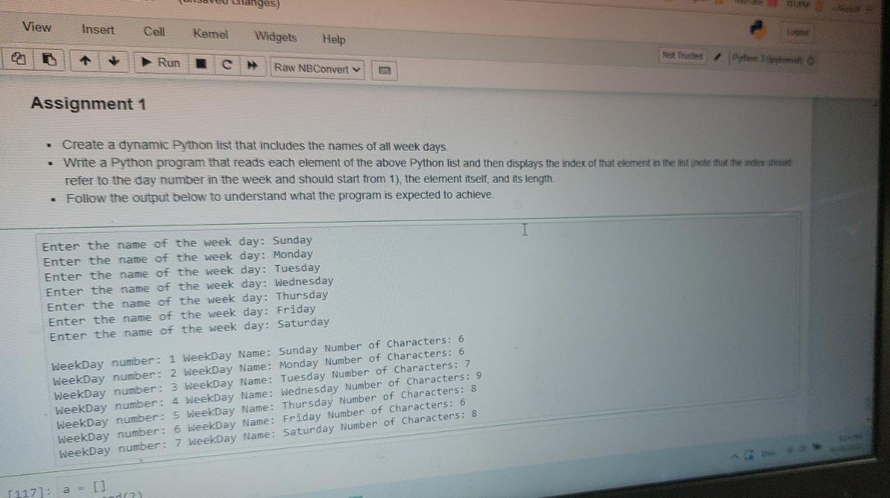 Solved - Create a dynamic Python list that includes the | Chegg.com