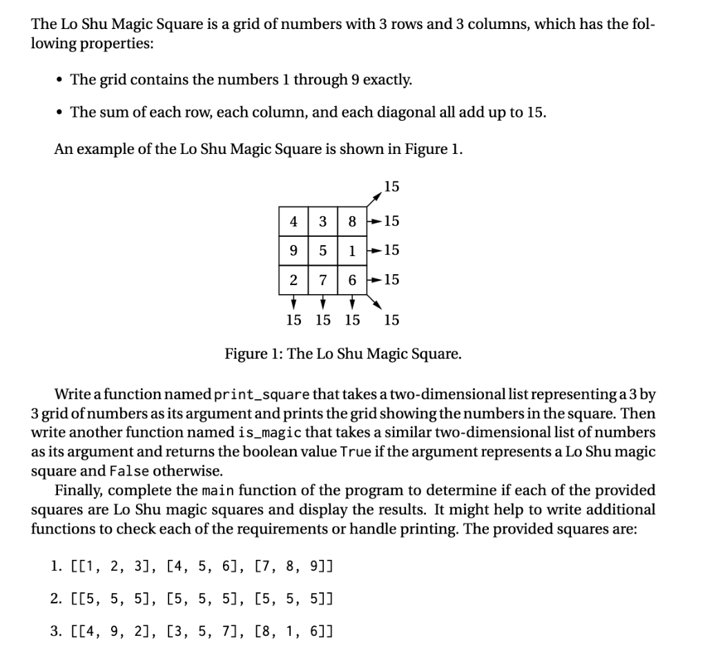 Solved The Lo Shu Magic Square is a grid of numbers with 3 | Chegg.com