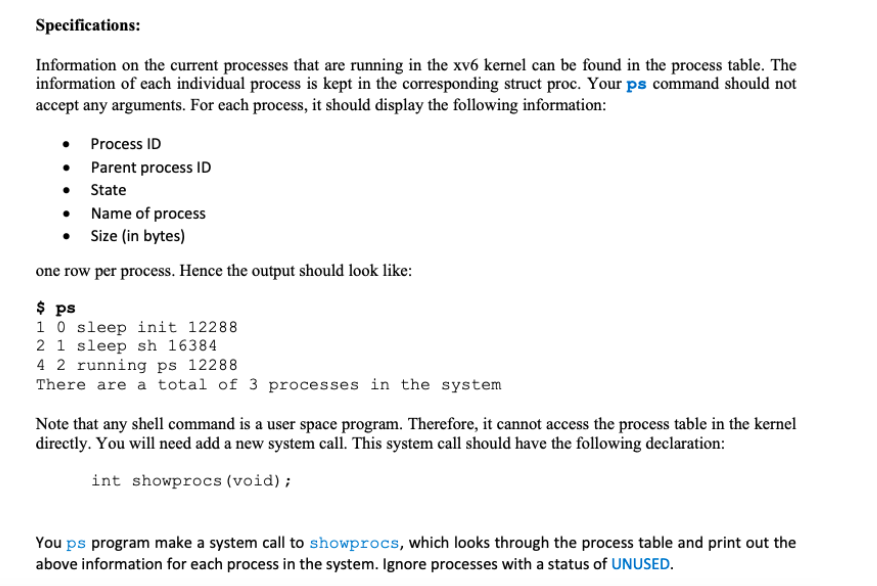 Solved Specifications: Information on the current processes | Chegg.com