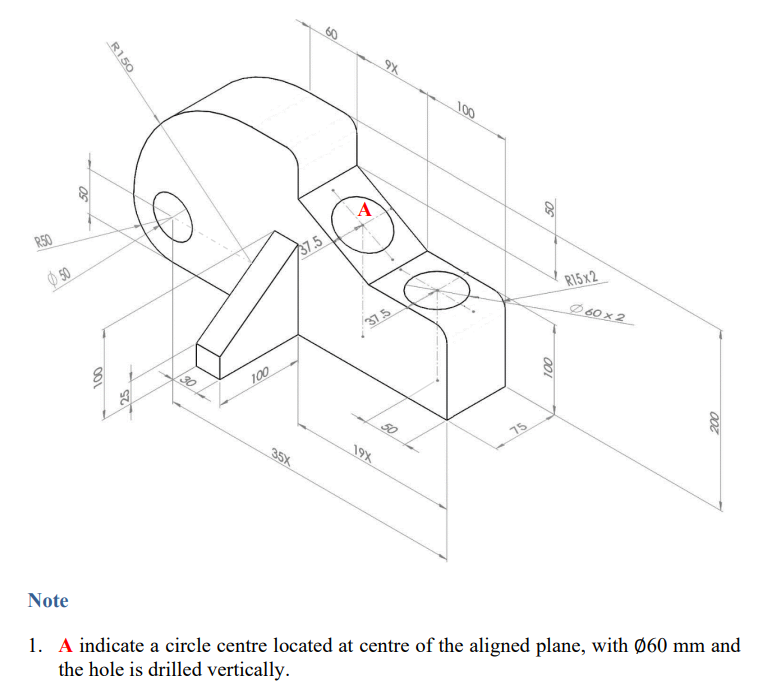 Solved Use AutoCAD x=5 Draw the standard three views using | Chegg.com