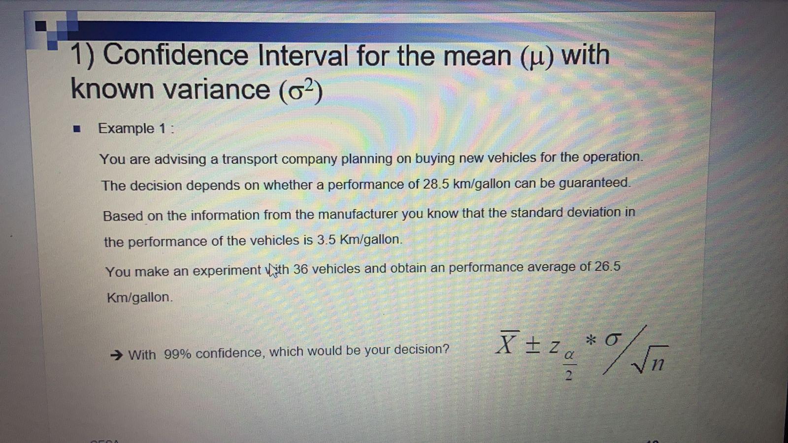 Solved 1) Confidence Interval for the mean (u) with known | Chegg.com