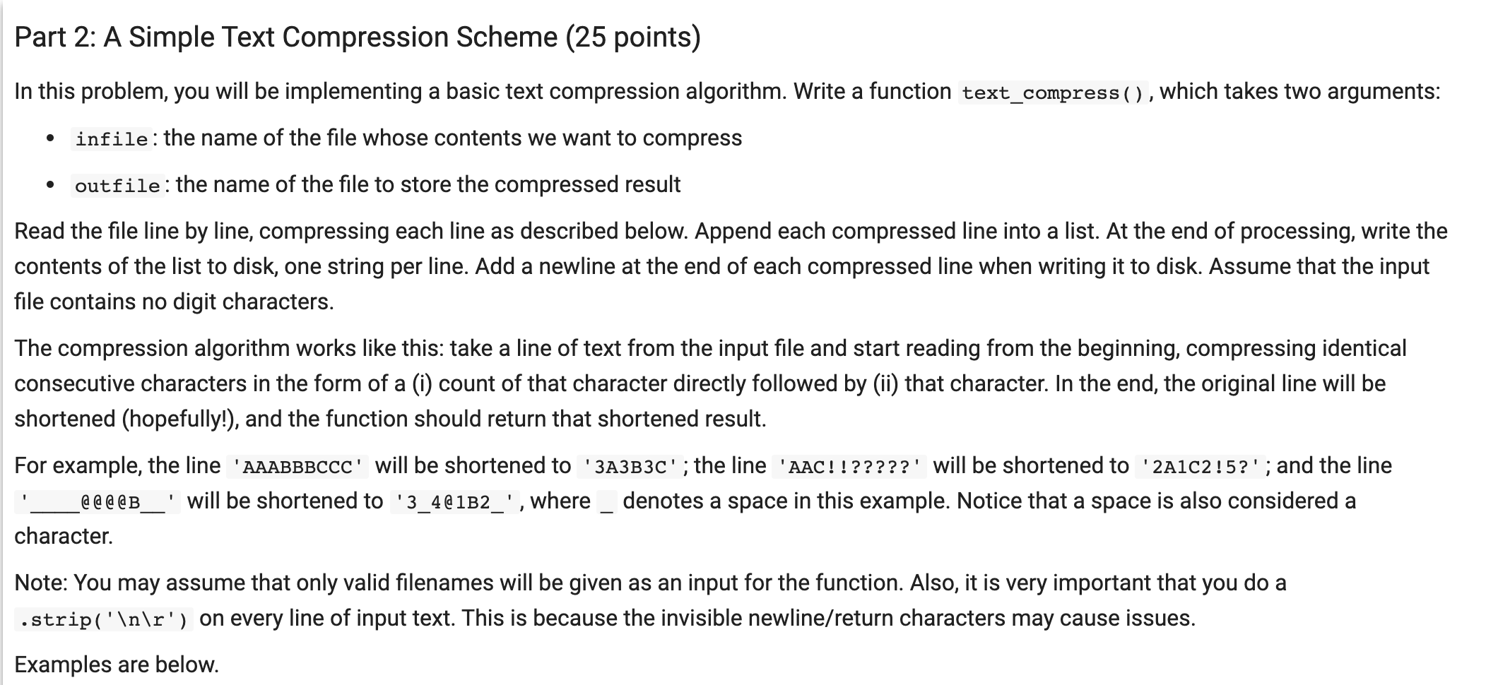 Solved Part 2 A Simple Text Compression Scheme (25 points)