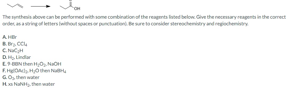 Solved The synthesis above can be performed with some | Chegg.com