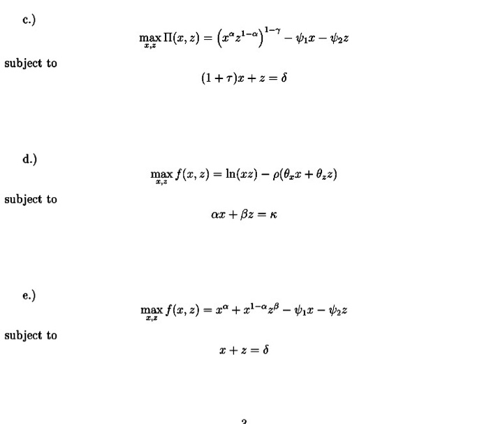 Solved 4.) Solve The Following Constrained Optimization | Chegg.com