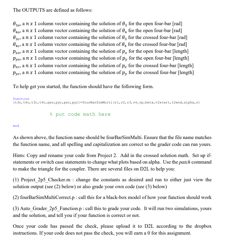 Solved Expand your Matlab fourbar linkage simulator from