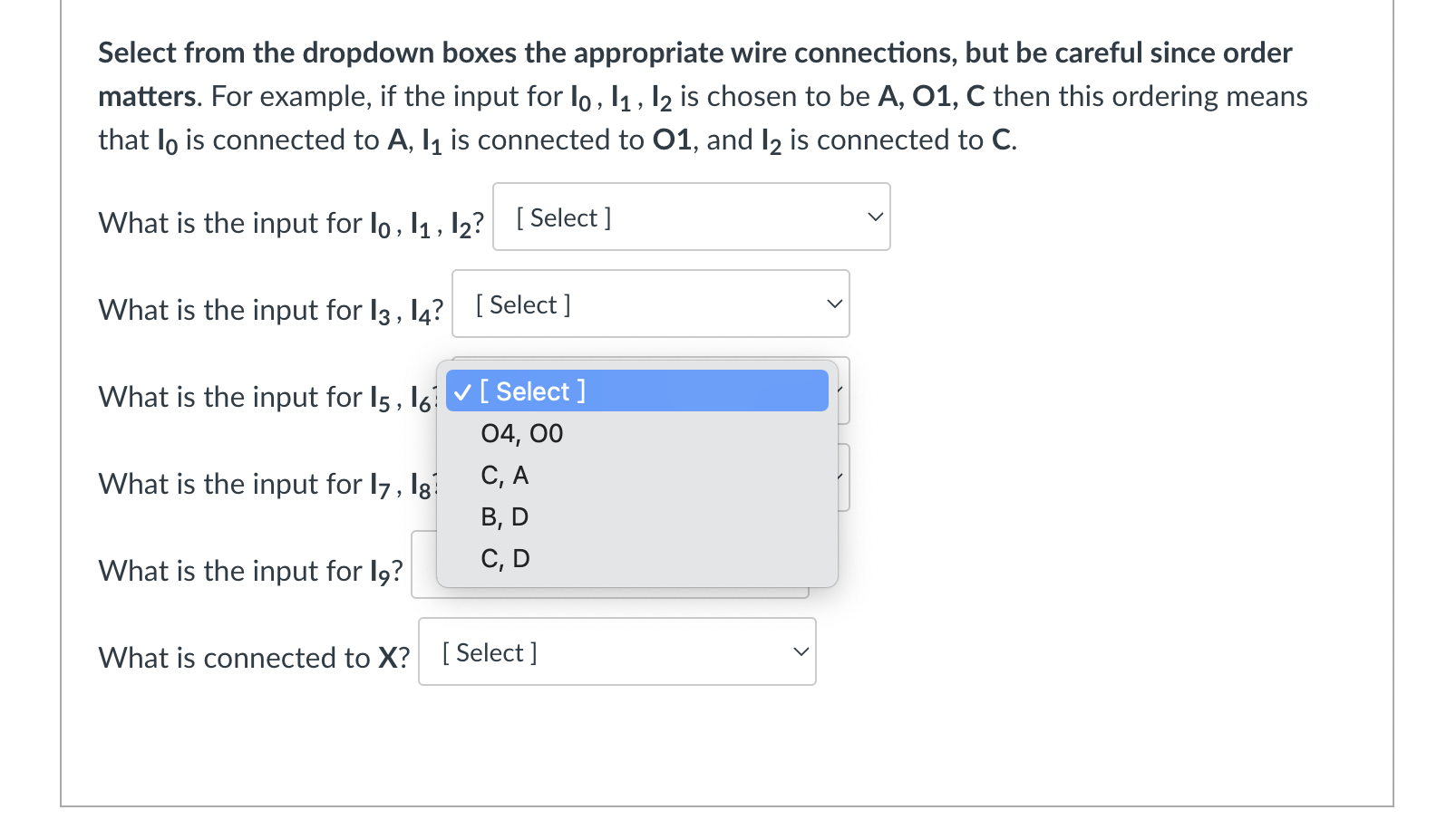 Solved Select from the dropdown boxes the appropriate wire | Chegg.com