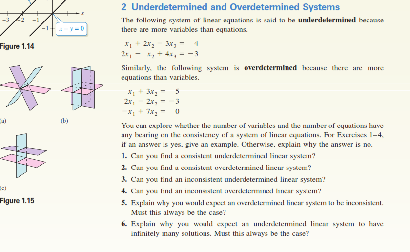 Solved A X Y 0 Figure 1 14 B 2 Underdetermined And Chegg Com