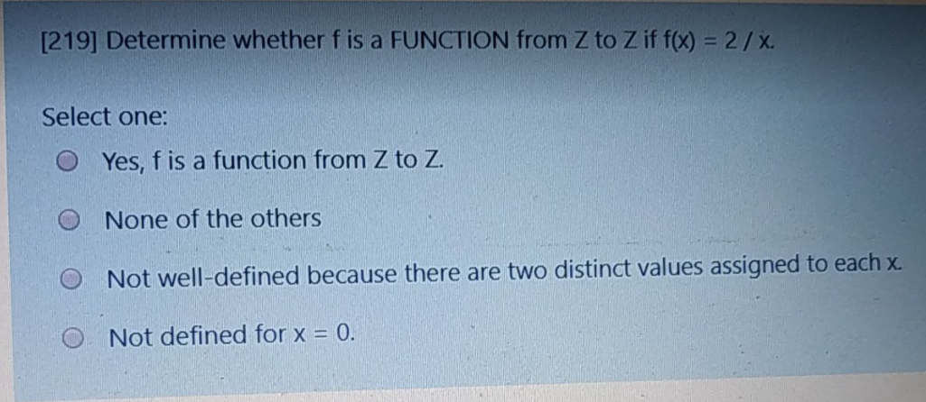 Solved [219] Determine whether f is a FUNCTION from Z to Z | Chegg.com