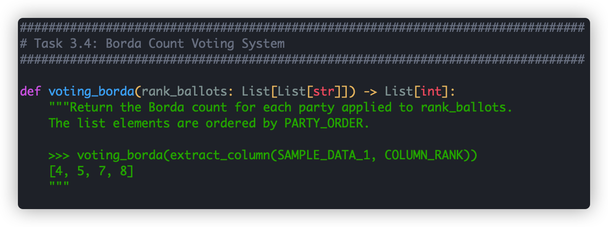 Task 3.4: Borda Count Voting System The Borda count | Chegg.com