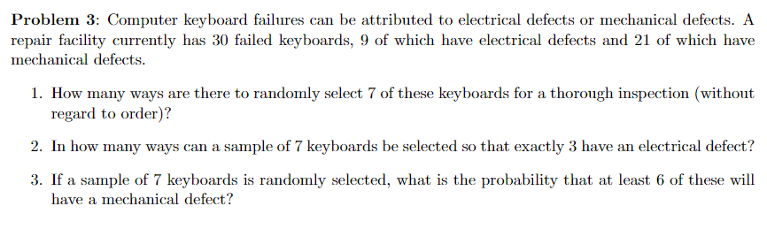 Solved Problem 3: Computer keyboard failures can be | Chegg.com