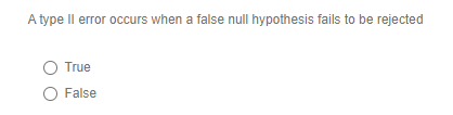Solved A type Il error occurs when a false null hypothesis | Chegg.com