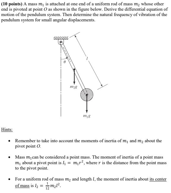 Solved 10 Points A Mass M Is Attached At One End Of A