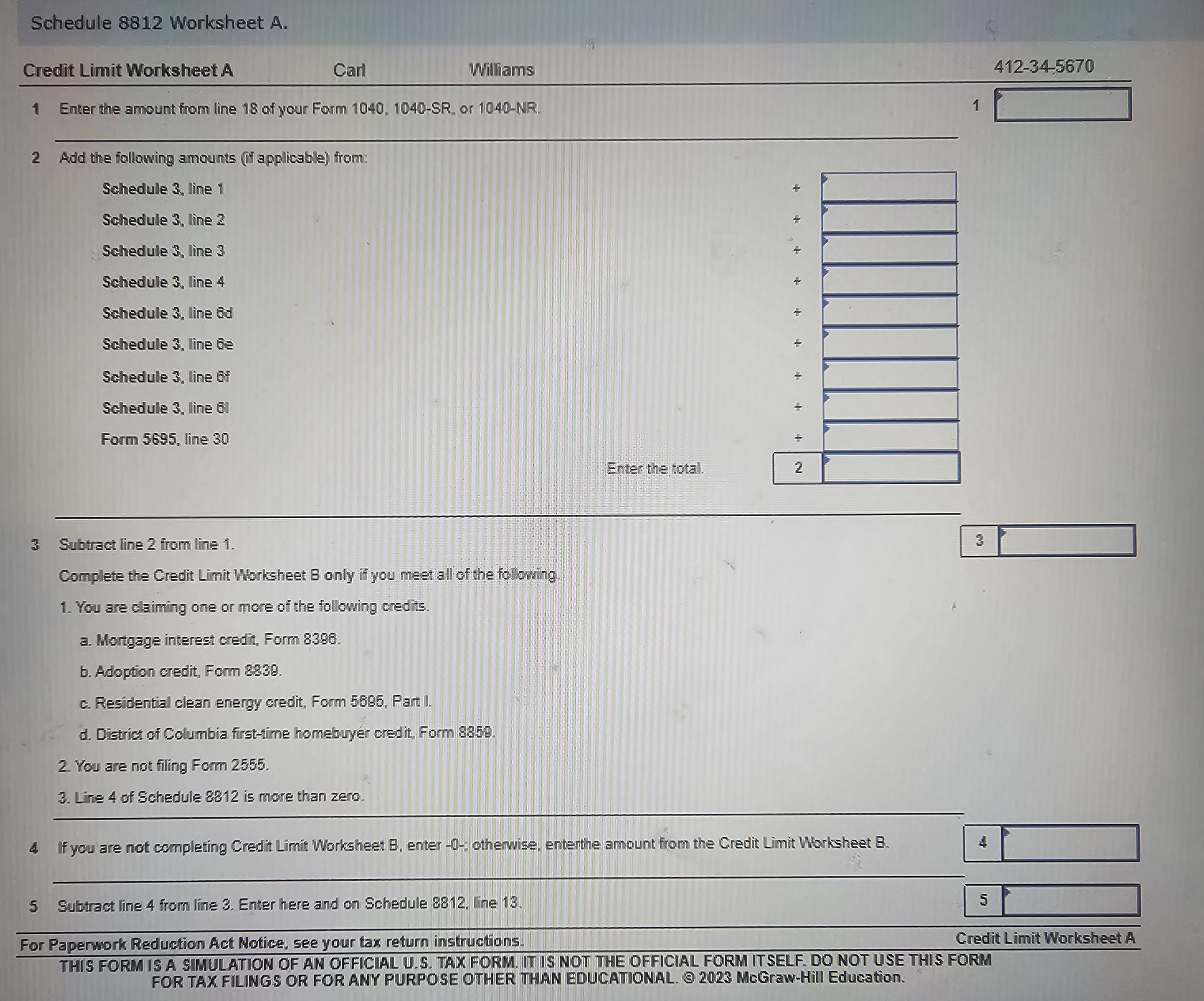 SCHEDULE 1 (Form 1040) Department of the Treasury | Chegg.com