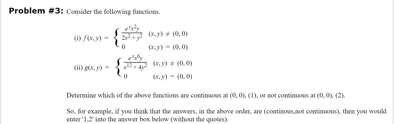 Solved Problem #3: Consider The Following Functions. 6) F(6, | Chegg.com