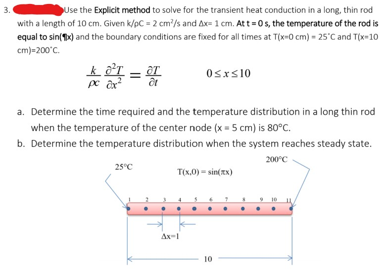 Solved 3. Use the Explicit method to solve for the transient | Chegg.com