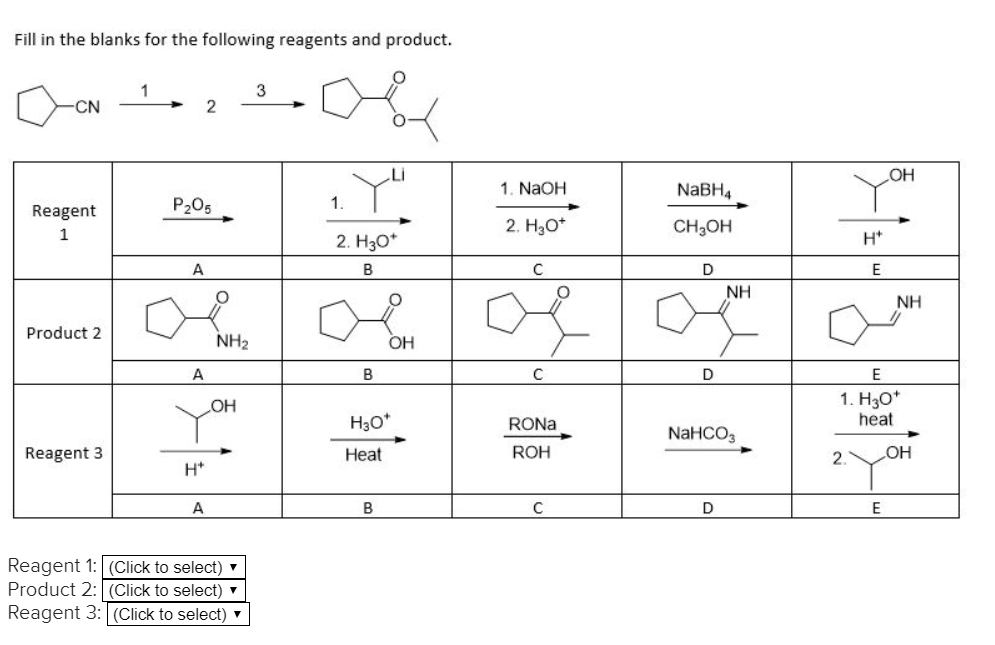 Solved Fill in the blanks for the following reagents and