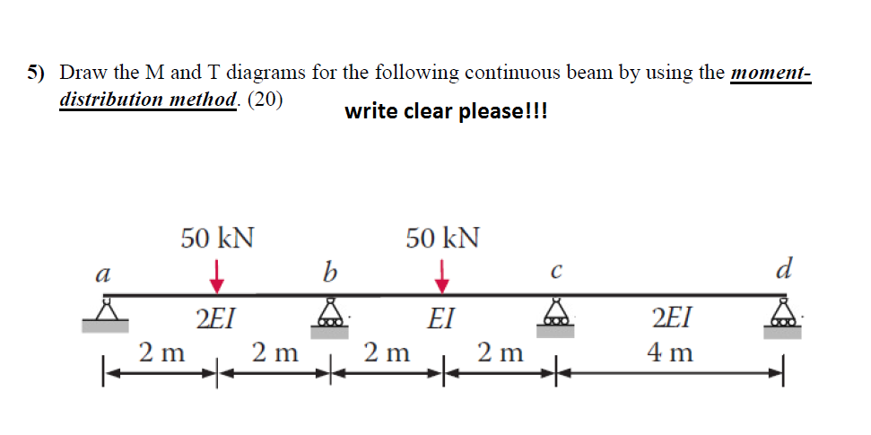 Solved 5) Draw the M and T diagrams for the following | Chegg.com