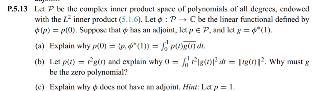 Solved P.5.13 Let P be the complex inner product space of | Chegg.com