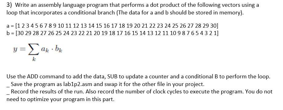 3) Write an assembly language program that performs a | Chegg.com
