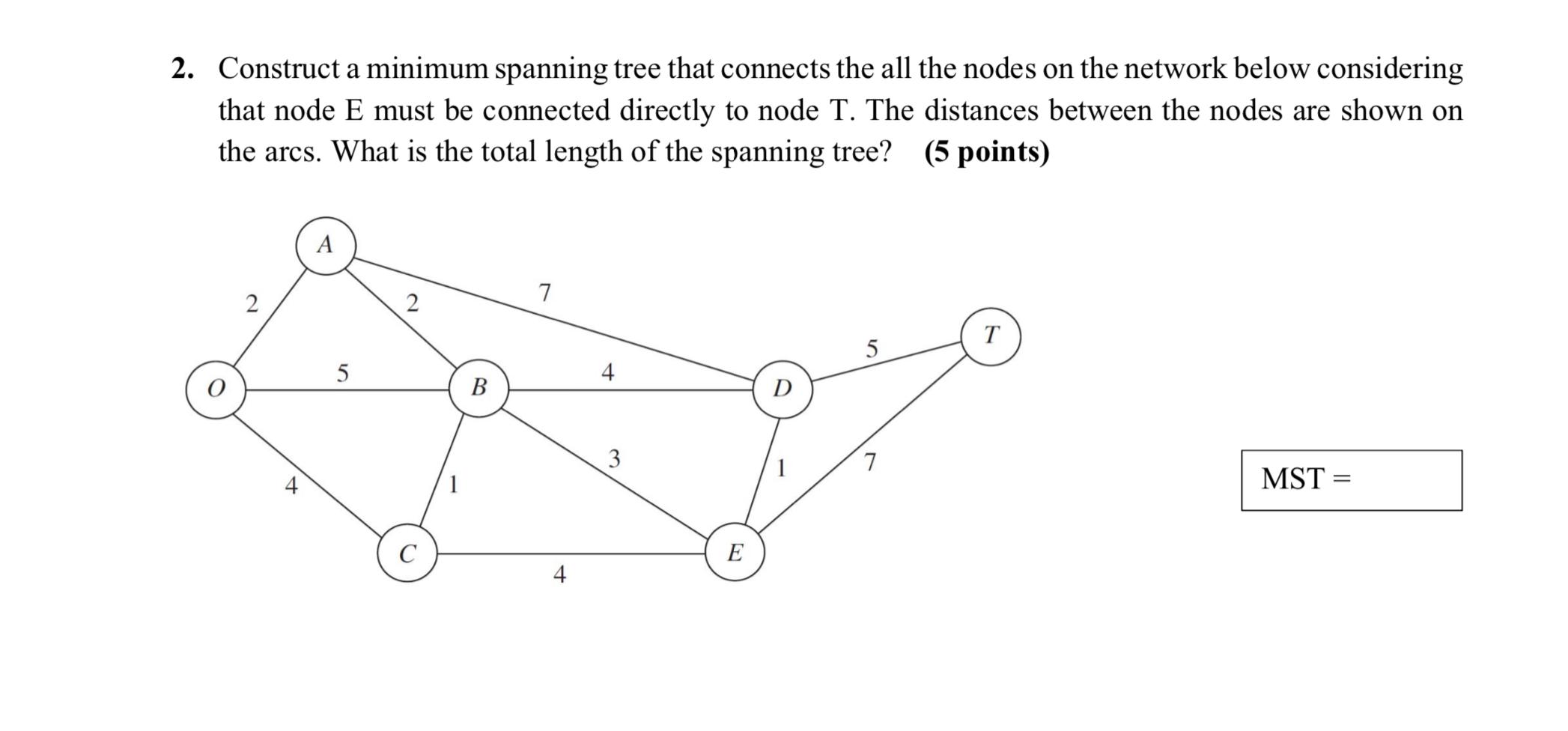 Solved 2. Construct a minimum spanning tree that connects | Chegg.com