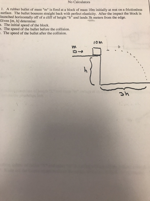 Solved No Calculators 1. A rubber bullet of mass "m" is