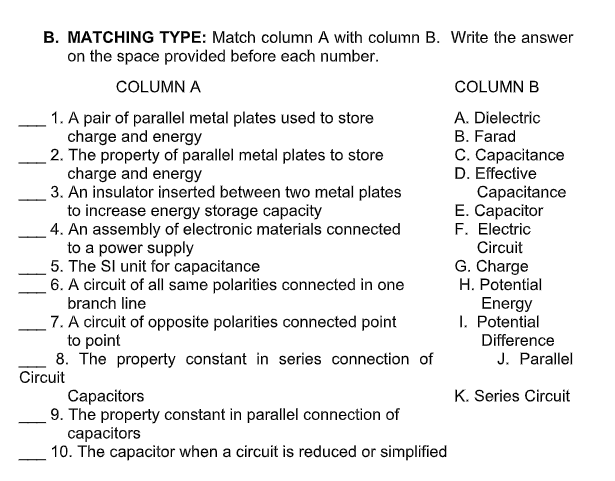 Directions: Matching Type: Match column A and B Column A Column B 1. Store  at 0°F (-18°C. or colder. Maximum 