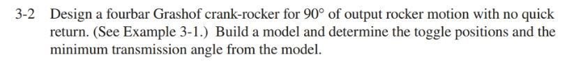 3-2 Design a fourbar Grashof crank-rocker for 90° of | Chegg.com