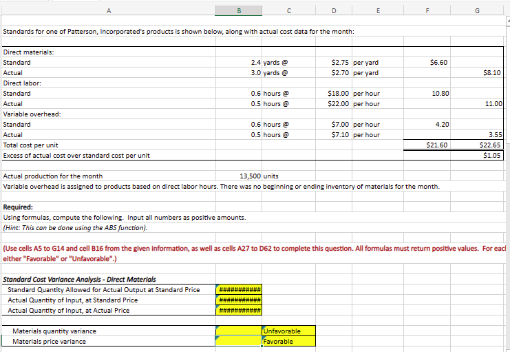 Solved I need to find the materials quantity variance and | Chegg.com