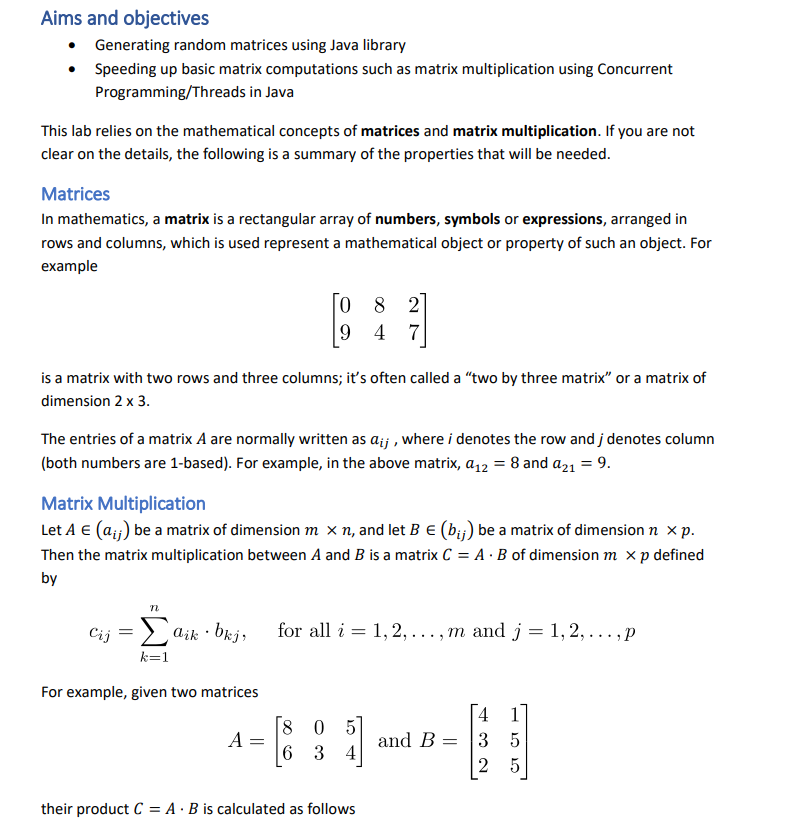 Solved Aims and objectives Generating random matrices using | Chegg.com