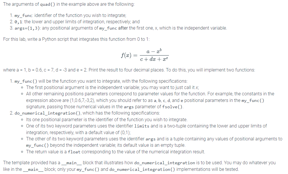 Solved import scipy.integrate as si your code here; | Chegg.com