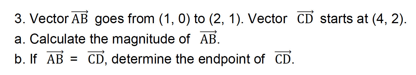 Solved 7 7 3. Vector AB goes from (1, 0) to (2, 1). Vector | Chegg.com