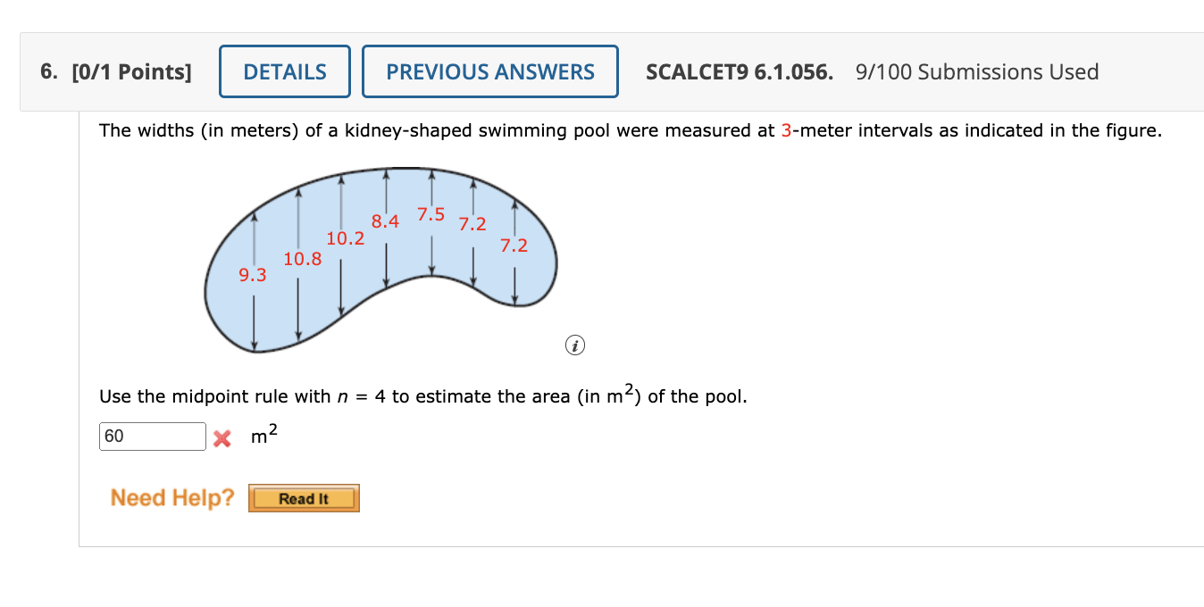 Solved The widths (in meters) of a kidneyshaped swimming