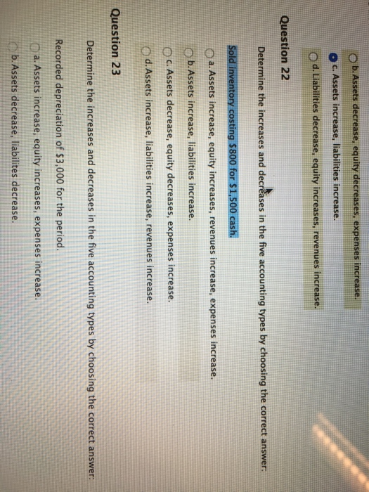 Solved Determine the increases and decreases in the five | Chegg.com