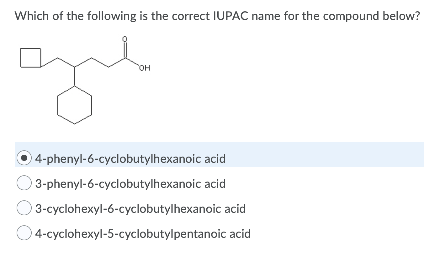 Solved Which of the following is the correct IUPAC name for | Chegg.com