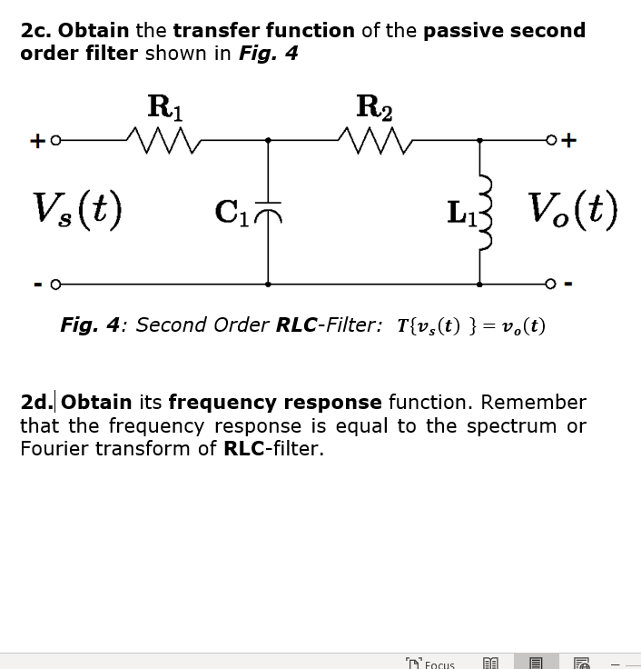 Passive Rlc Filter Solved 2c. Obtain the transfer function of the passive | Chegg.com