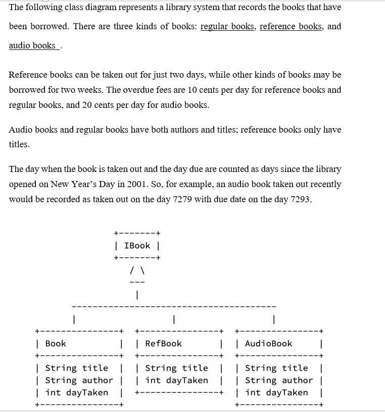 Solved The following class diagram represents a library | Chegg.com