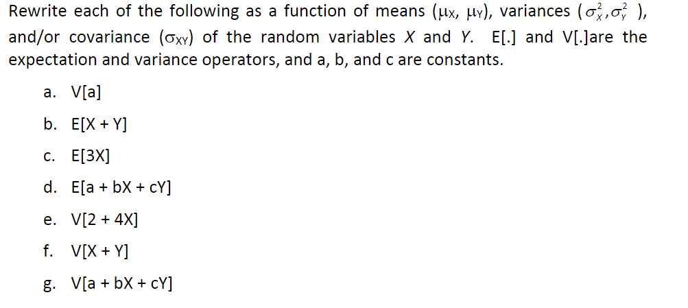 Solved Rewrite Each Of The Following As A Function Of Mea Chegg Com