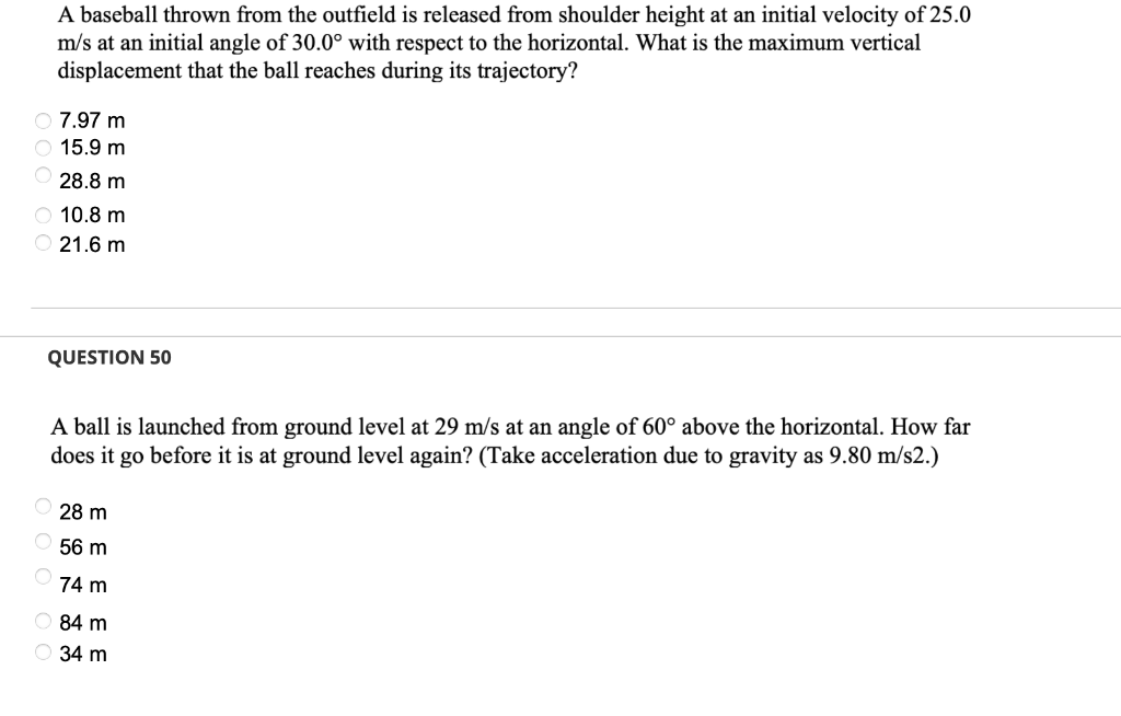 Solved A baseball thrown from the outfield is released from