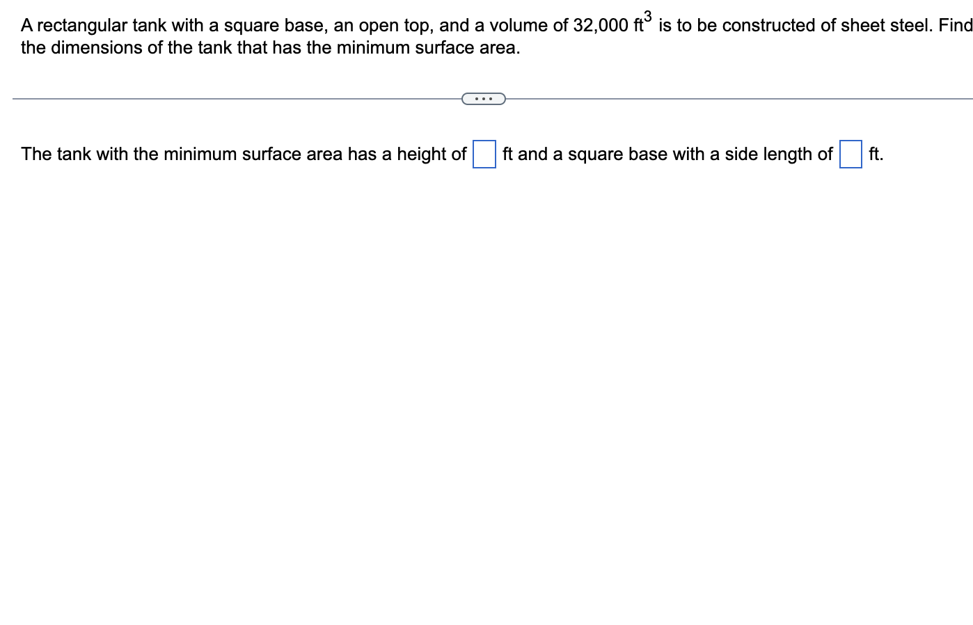 Solved A rectangular tank with a square base, an open top,