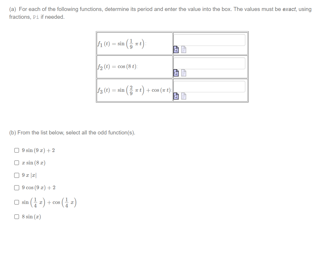 Solved (a) For each of the following functions, determine | Chegg.com