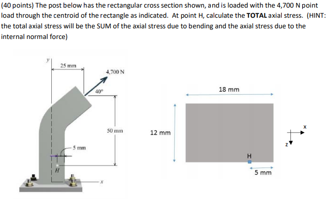 Solved (40 points) The post below has the rectangular cross | Chegg.com