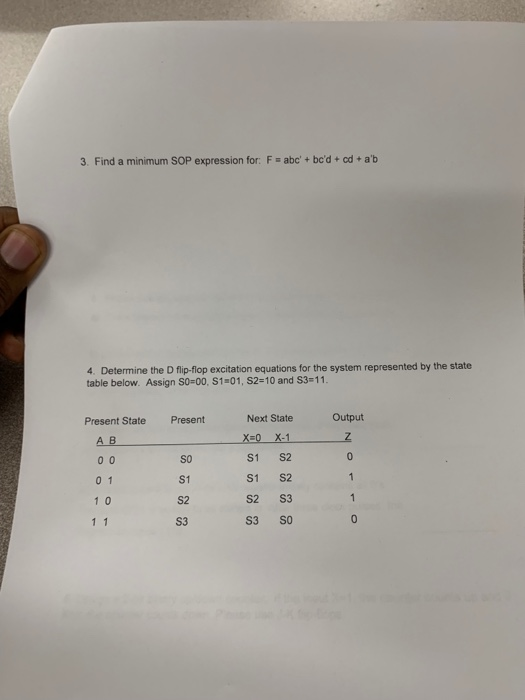 Solved 3. Find A Minimum SOP Expression For: F Abc'+bc'd+ | Chegg.com