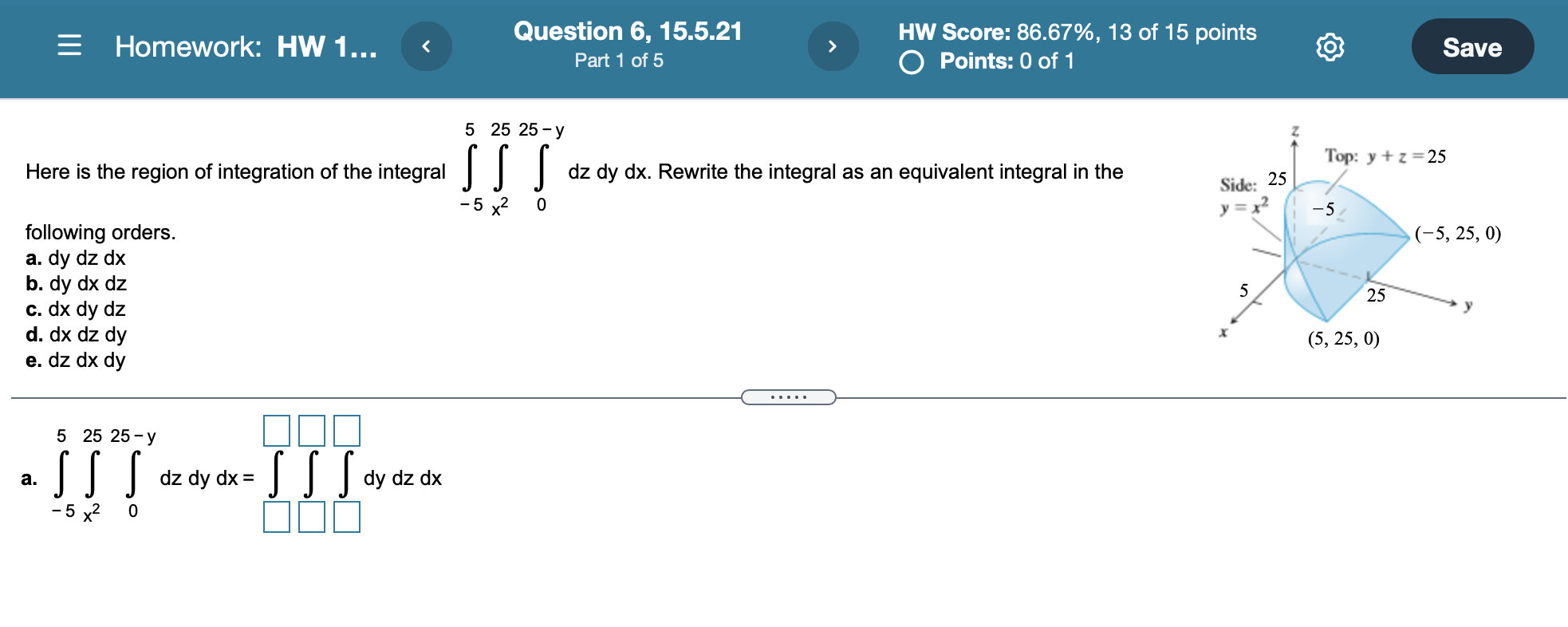 Solved Homework: HW 1... Question 6, 15.5.21 Part 1 Of 5 HW | Chegg.com