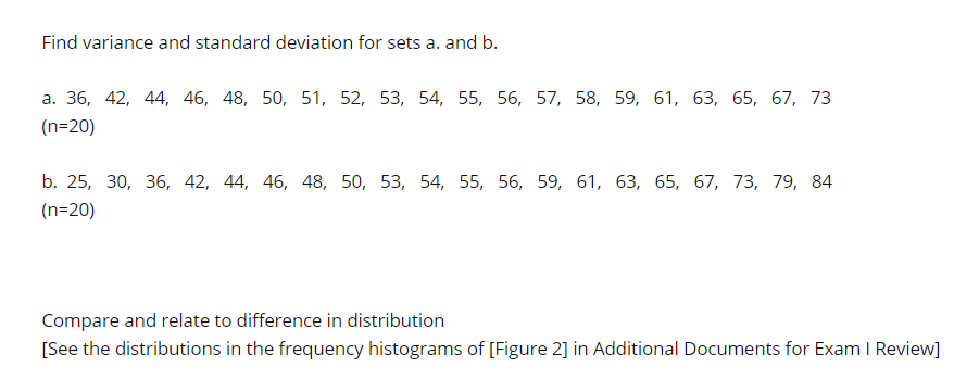 Solved For each of the following sets of data, find the | Chegg.com