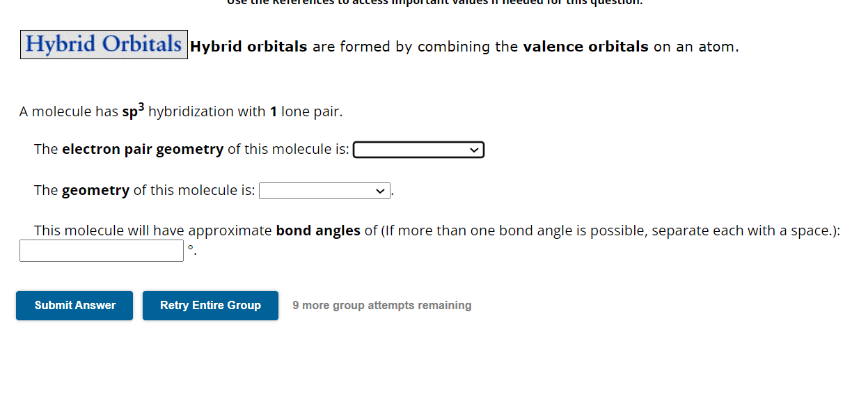 Solved Hybrid orbitals are formed by combining the valence | Chegg.com