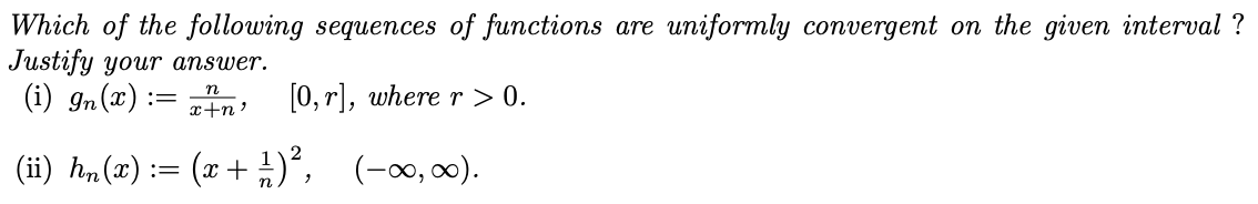 Solved Which of the following sequences of functions are | Chegg.com