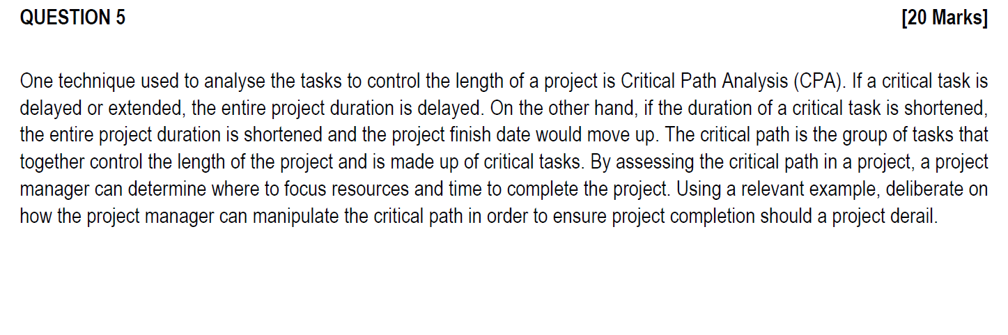 Solved QUESTION 5 [20 Marks] One technique used to analyse | Chegg.com