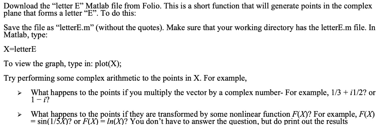 Solved Download the "letter E" Matlab file from Folio. This | Chegg.com