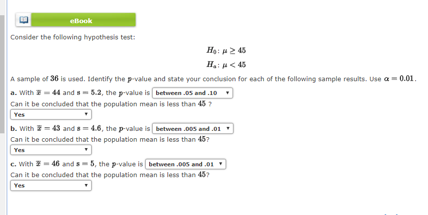 Solved eBook Consider the following hypothesis test: Hou > | Chegg.com